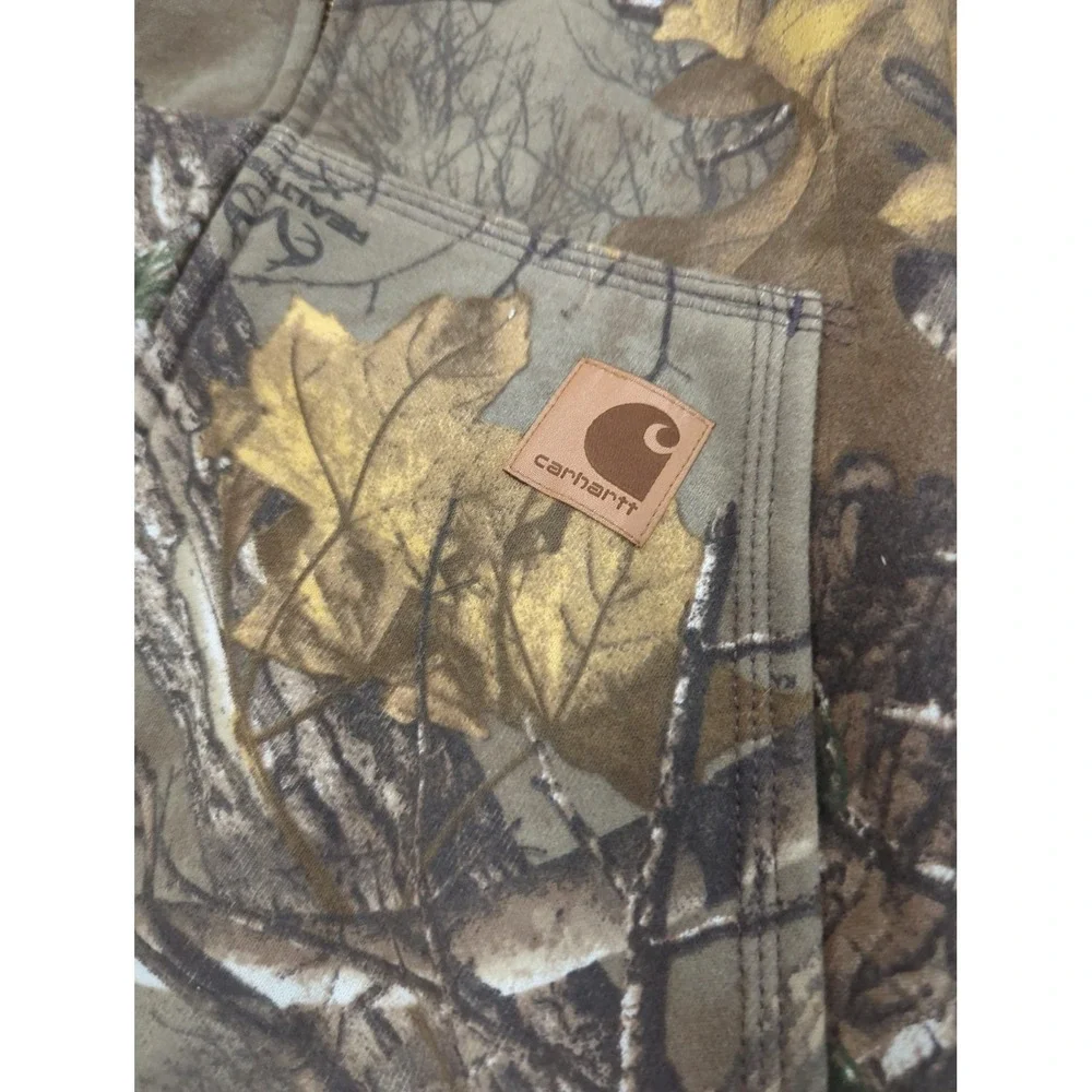 Vtg Carhartt Zip Hoodie Mens XLT Tall K289 977 Y2K Real Tree Camo Sweatshirt